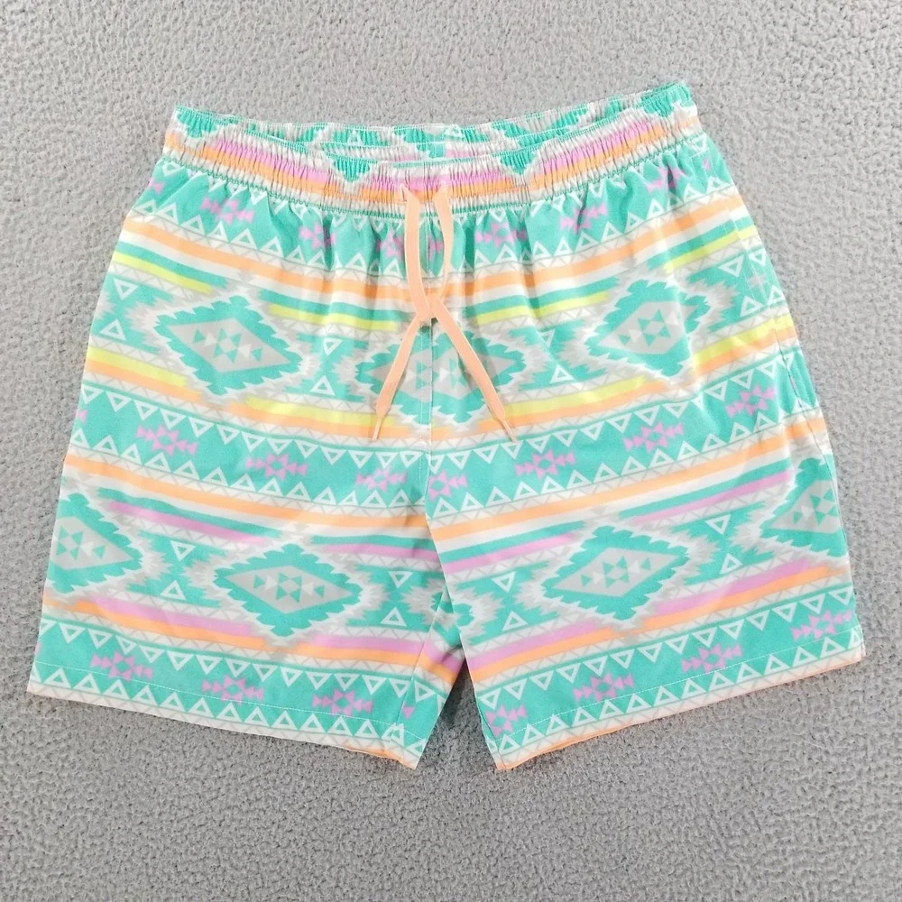 Chubbies Swim Trunks XL Green El Fuego Aztec Neon Performance Southwest Shorts